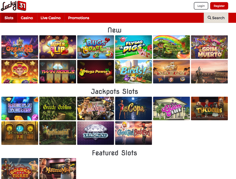 Avis sur le site Lucky31 Casino